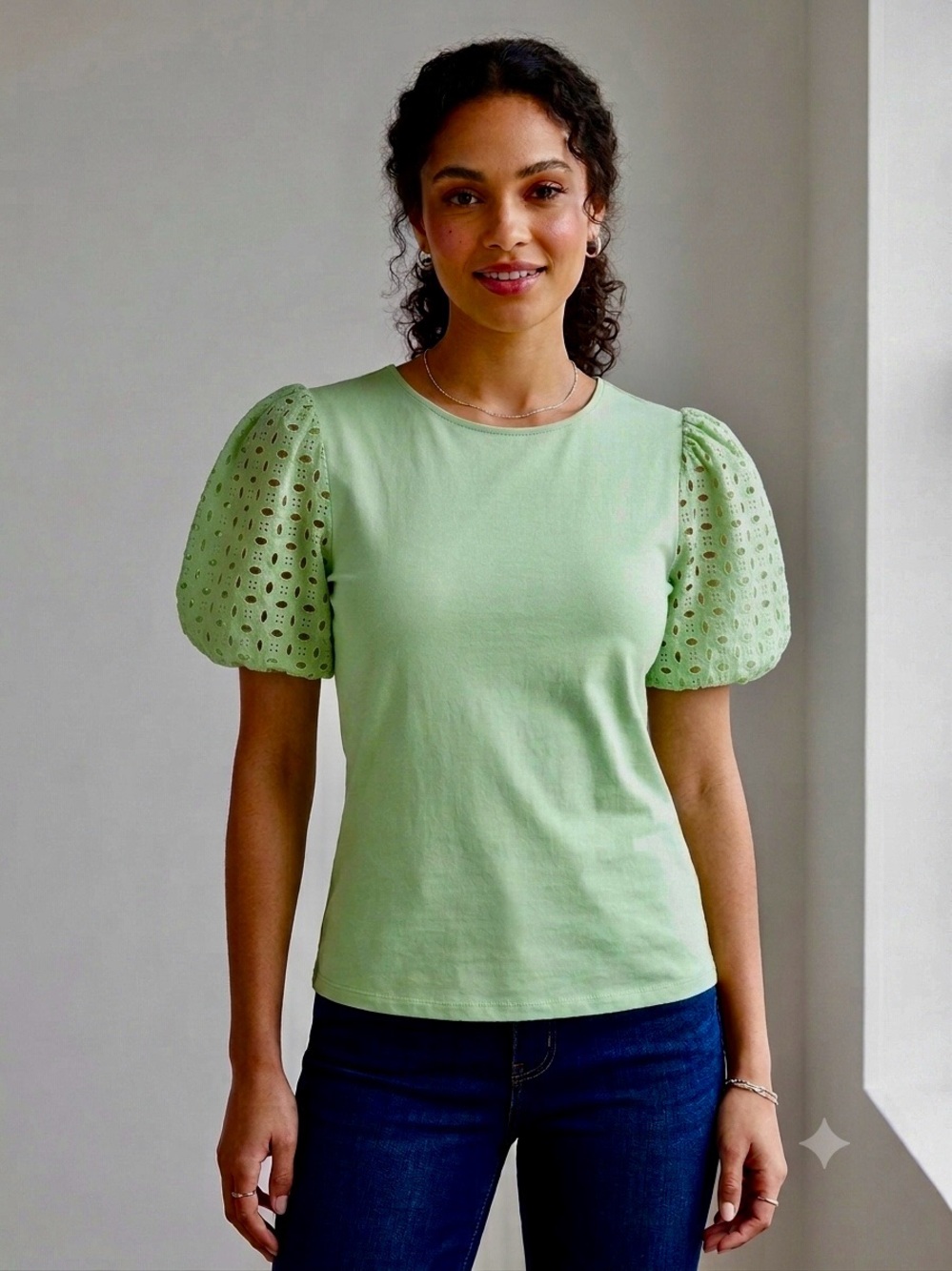 H&M Green Puff-Sleeve Tee